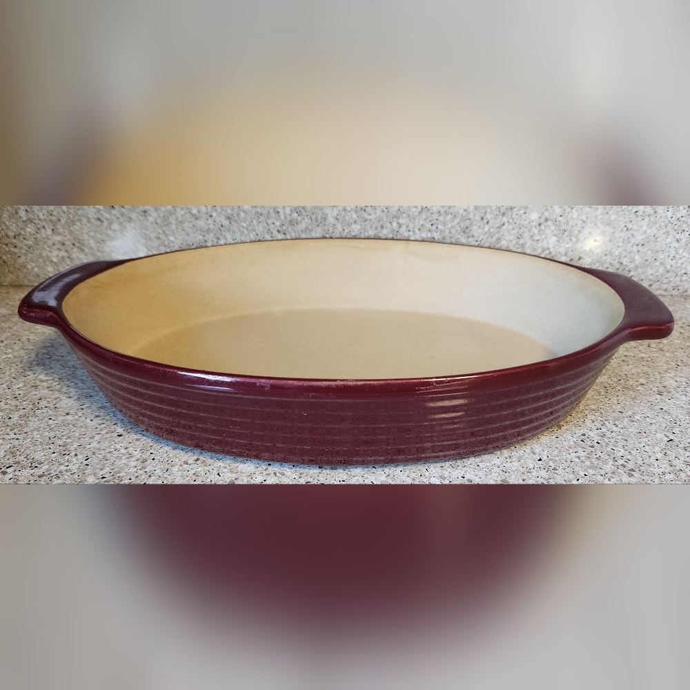 Pampered Chef Cranberry Oval Stonewear Baking Dish